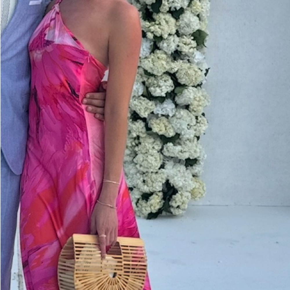 SOLD Retrofete Pink One-Shoulder Dress - Picture 4 of 4
